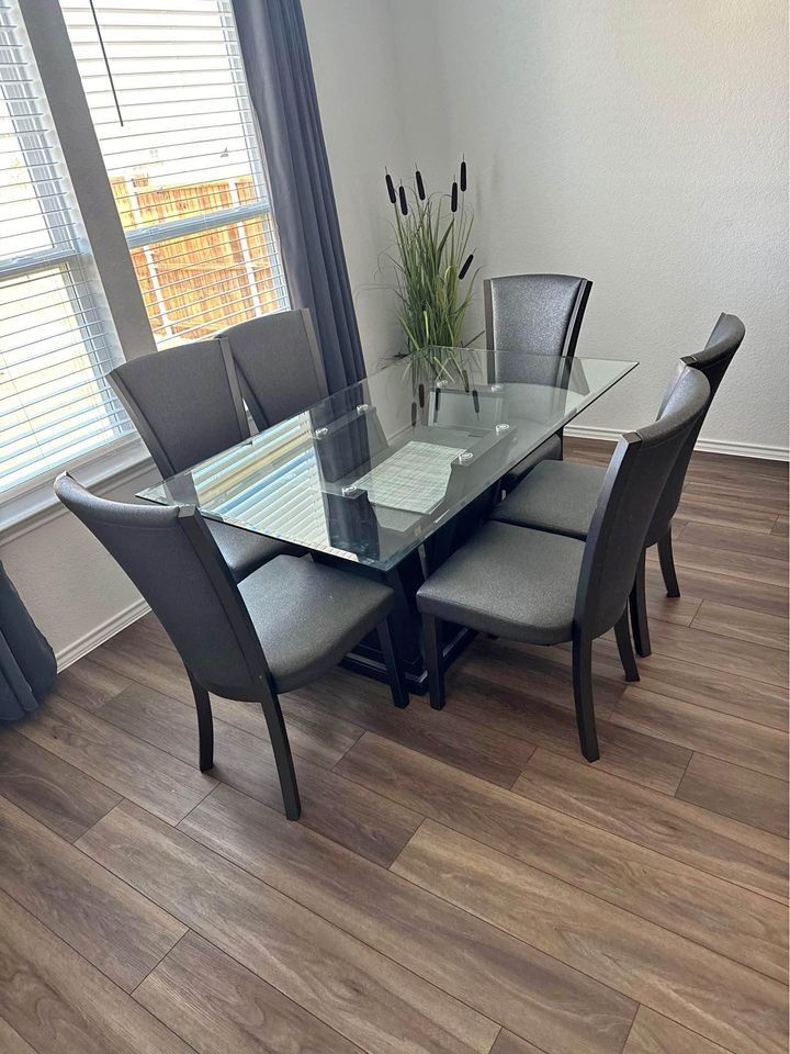 Glass Dining Table , 6 Chairs , Dining Set