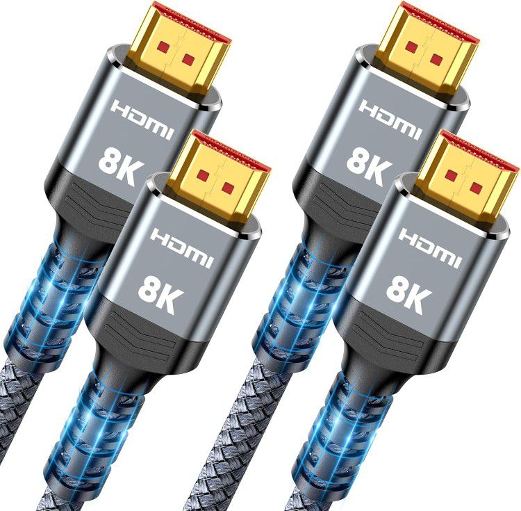8K HDMI Cable 2.1 10FT/3M 2-Pack, 48Gbps High Speed HDMI Cord-Nylon Braided