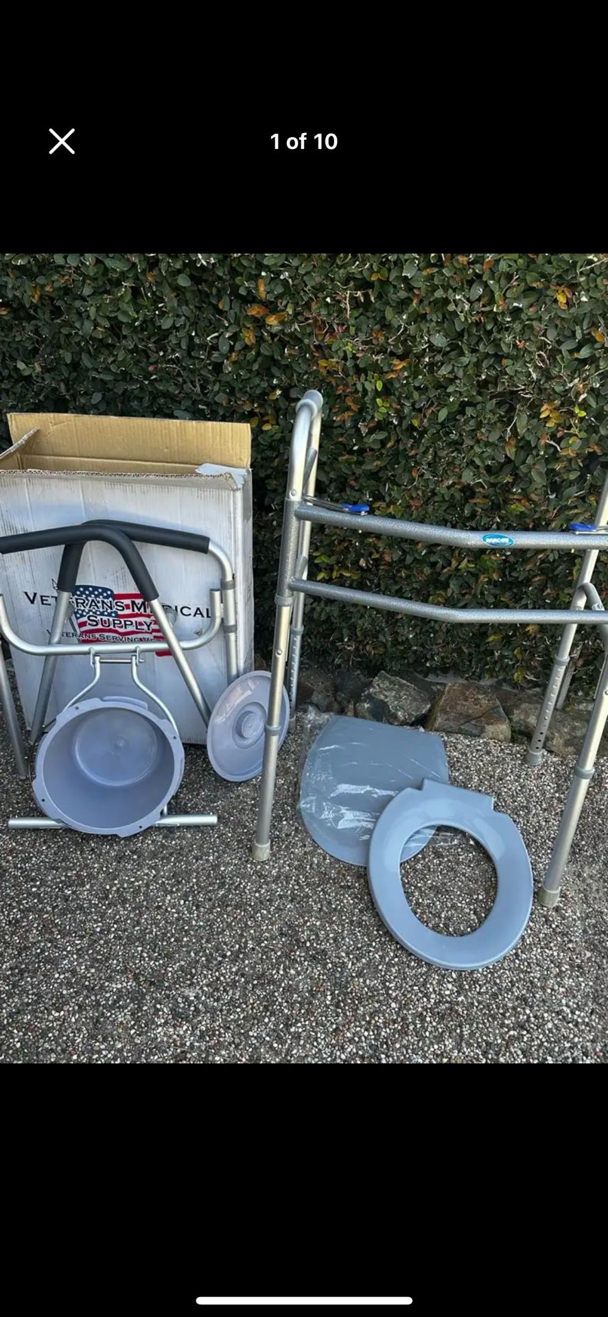 Aluminum Folding 3 In 1 Commode NEW IN BOX plus A New Aluminum Fold Up Walker