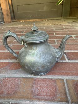 Tea Pot Set In Antique Nickel Silver With Engraving