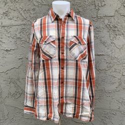 Merrell Shirt Mens Large Button Front Plaid Cotton Outdoors Hiking