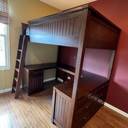 bunk bed/ desk with drawers 