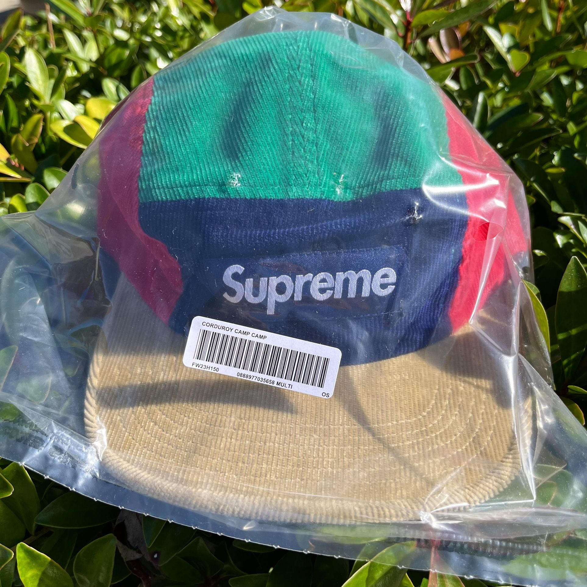 Supreme Corduroy Camp Cap Size OS Multicolor FW23 Release Hat Adjustable Strap New In Bag Panel