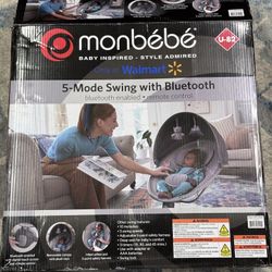 Monbebe 5-Mode Baby Swing with Bluetooth, Castle Point