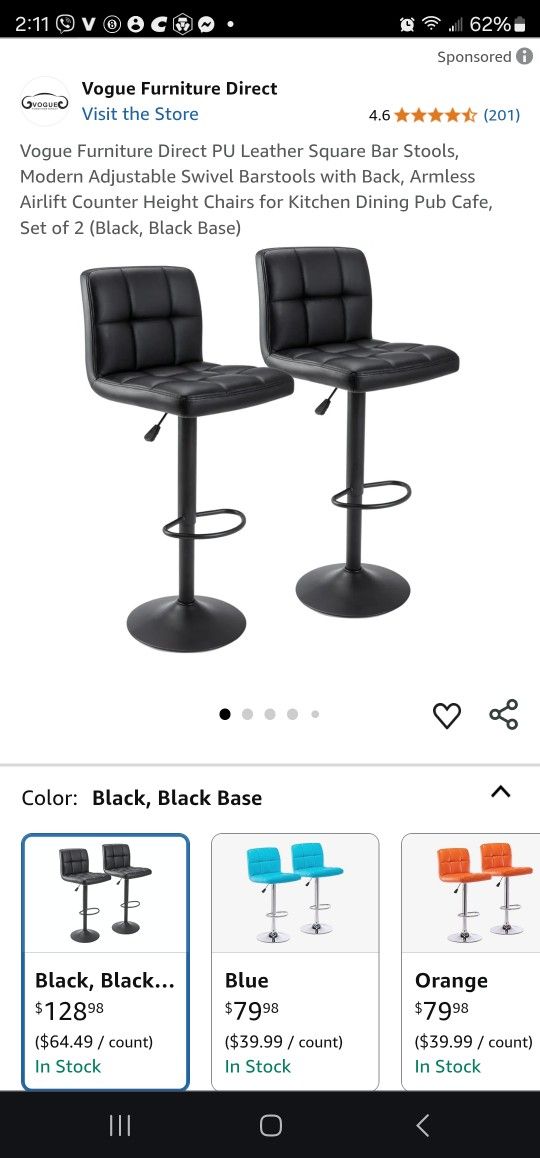 Leather Square Bar Stools,set of 4