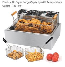 DEEP FRYER WITH 2 BASKETS & LID