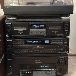 Vintage Sony ES Stack Flagship Stereo 5.1 Receiver, CD Changer, Cassette Deck, Turntable Record Player, Remotes