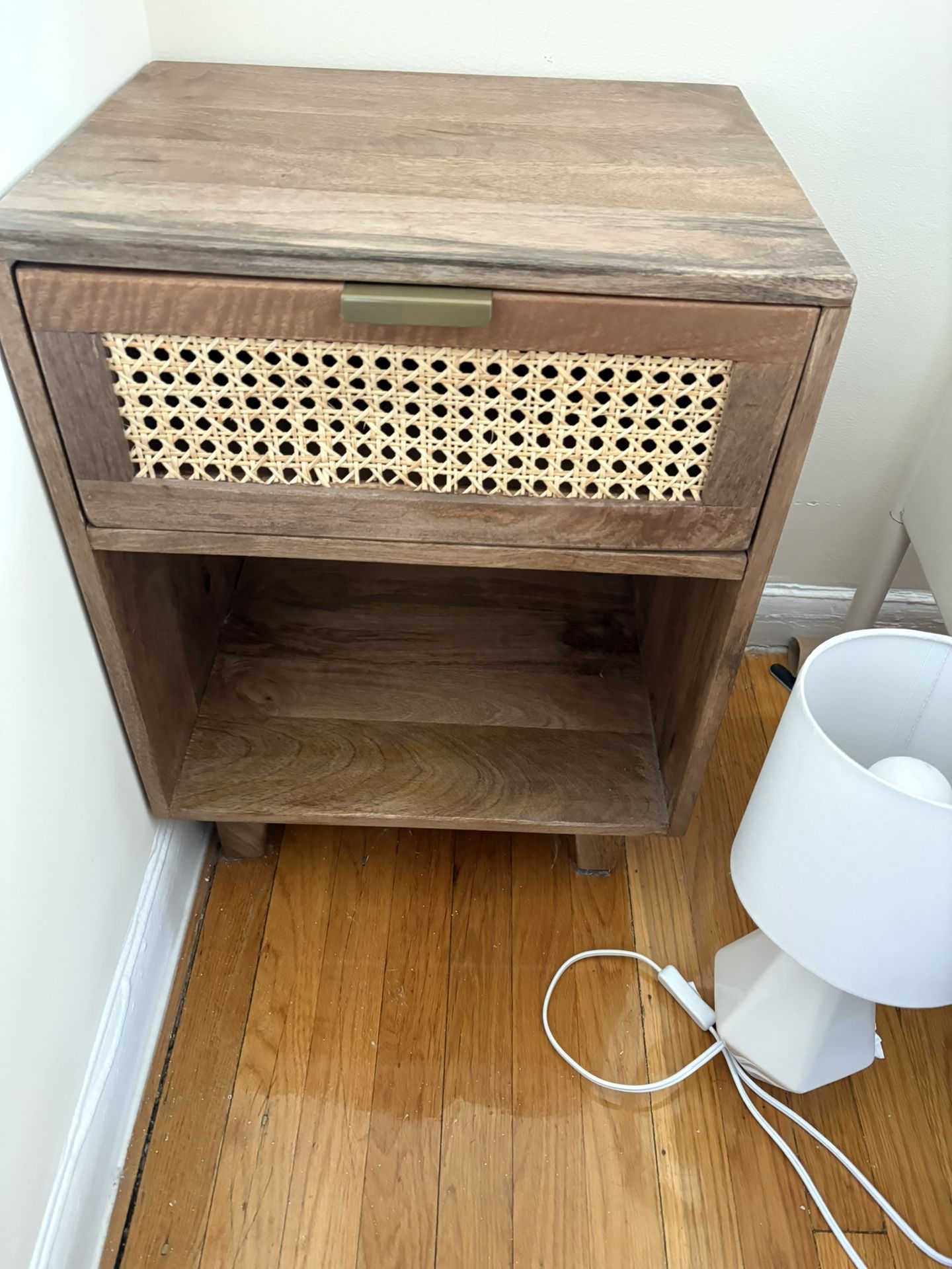 Nightstand - Wood And Woven