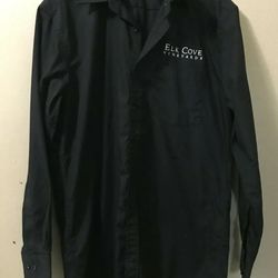 CHEF WORKS Solid Black Long Sleeve Button Down Shirt Bar Waiter Server Men's M