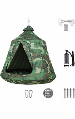 Hanging Tree Tent for Kid, Indoor Outdoor Hanging Tent, 330lbs Waterproof Tree Ceiling Pod, Portable Hang Out Huggle Pod Play Tents w/Rainbow Lights S