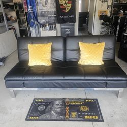 Black Leather Futon 