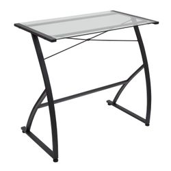 Staples 31.5 inch Black Glass Desk