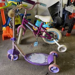 Scooter And Girls Bike