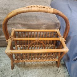 Vintage Bamboo and Rattan Magazine Rack