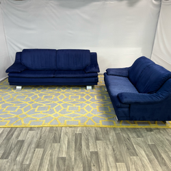( Delivery Available ) Natuzzi Dark Blue Couch Set