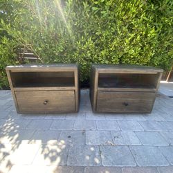 Solid Wood Rustic Nightstands – Pair