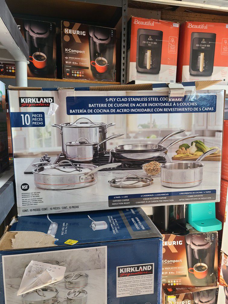The Kirkland 10-Piece 5-ply Stainless Steel Cookware set is a