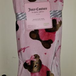 Juicy Couture Teddy Bear Plush Throw Blanket 