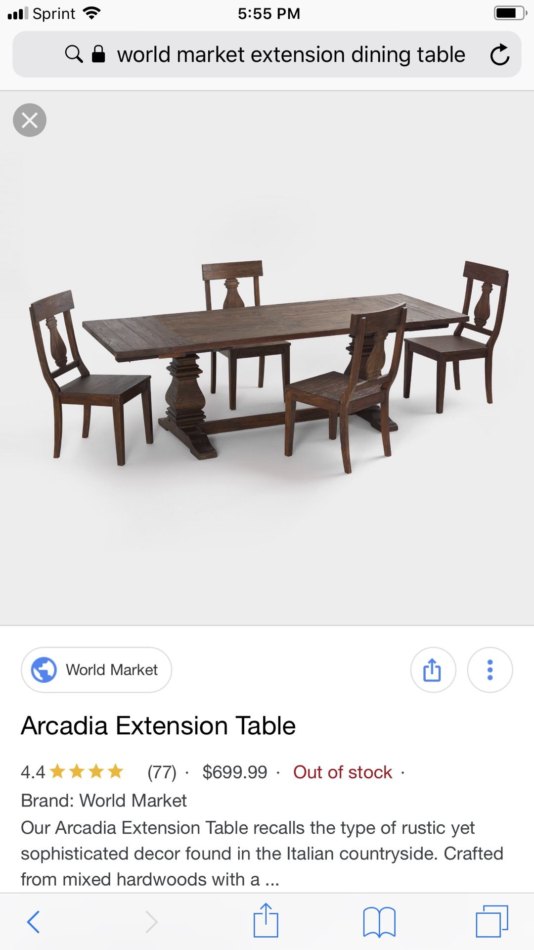 World Market Arcadia Extension Dining Table