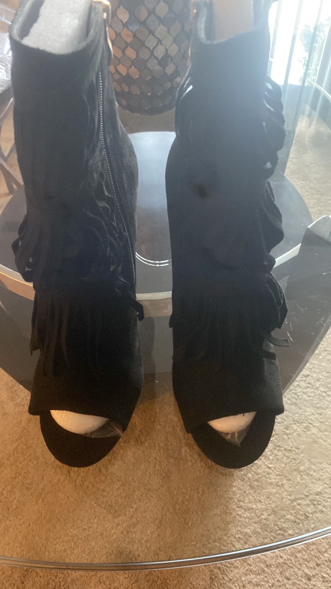 Fringe Stilettos Peeptoe