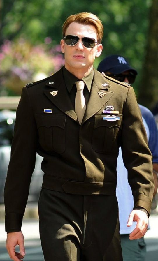 Captain America Army Uniform Replica, with Authentic Collector Pins And Badges
