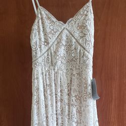 NWT Nordstrom Lace Cream Midi Dress, Size XS