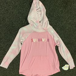 New LulaRoe Amber breast cancer survivor women’s size large hoodie shirt