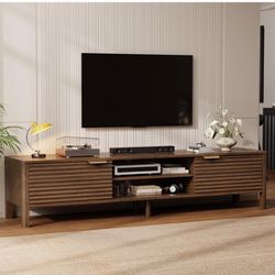 IKALIFE TV Stand for Living Room - up to 80 Inch TVs Mid Century Modern Entertainment Center with Storage and Adjustable Shelves, Media Console Table 