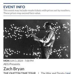 4 Zach Bryan Tickets 