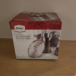 16-QT Aluminum Stock Pot w/ Steamer Rack 