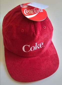 VTG Style Coke Red Snapback Embroidered Corduroy Hat Coca-Cola MAD Engine NWT
