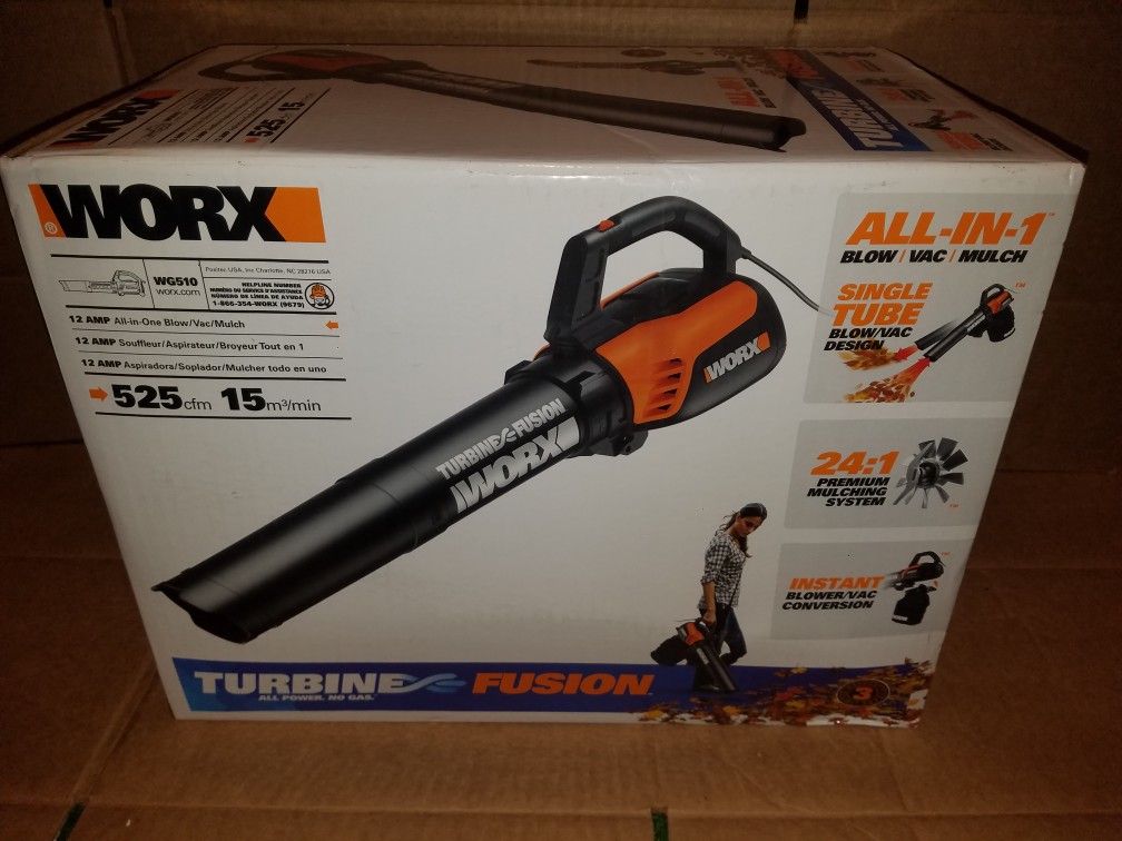 BRAND NEW Worx WG510 Turbine Fusion Electric Blower/Mulcher/Vac