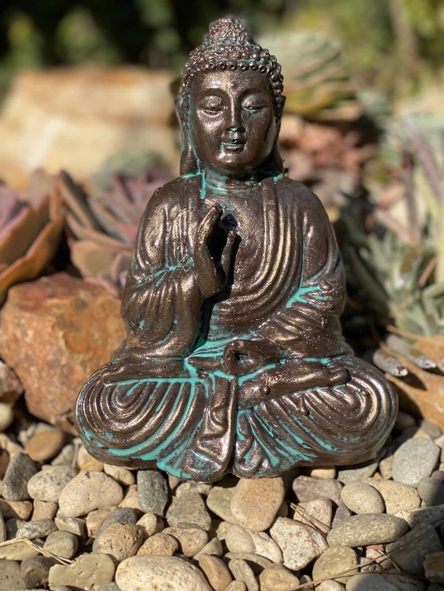Hand Made Concrete Bronze Finish Buddha Statue