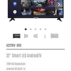 32" Smart LED AndroidTV  720P HD Resolution Android OS Built-in Google Assistant Chromecas