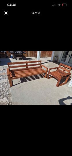 Outdoor Wood Bench and Chair Set