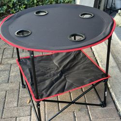 New Portable Folding Beach Tailgating Camping Table 28 1/2 Diameter 24 Height
