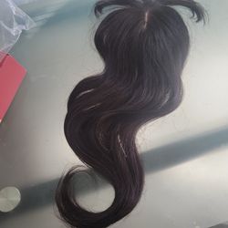 Natural Human Hair Hair Topper Natural Black Color Used. Bangs Cut
