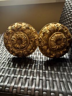 Set Of 2 Resin Gold Curtain Medallion Holdbacks Oak Leaf, 5” dia