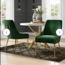 Two Pieces Brand New In The Box Gold The Legs Green Velvet Chairs Green Furniture Green Chairs Dining Chairs Green Brand New In The Box