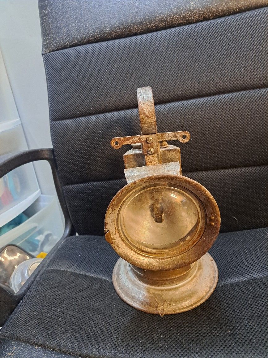 RARE VINTAGE NATIONAL CARBIDE LANTERN LAMP 1927 RAILROAD BLUE REAR LIGHT