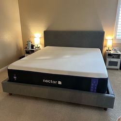 Cal King bed frame with mattress