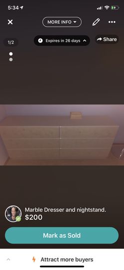 Marble Dresser and 2 nightstands