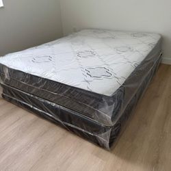 NEW MATTRESS FULL SIZE PLUSH WITH BOX SPRING 