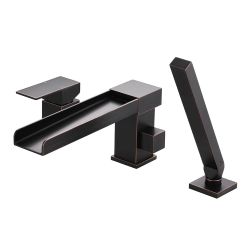 Waterfall Single-Handle Deck-Mount Roman Tub Faucet with Hand Shower