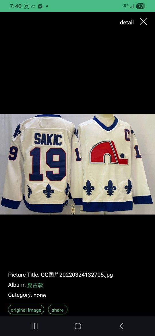 Joe Sakic #19 CCM Quebec Nordiques Jersey