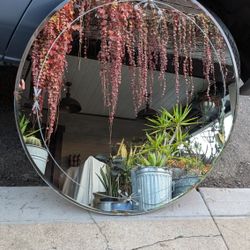 Vintage Mirror Beautiful Detail Work Round Glass 30" Please Read Mid-Century 