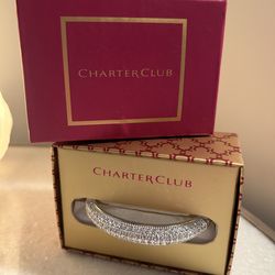 Charter Club Silvertone Clear Pave Bangle Bracelet