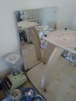 Vintage Glass Mirror and Gold Glass Buffer Tavle