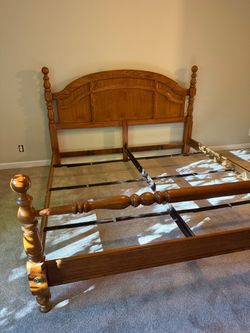 Solid Oak Wood Poster Bed Frame