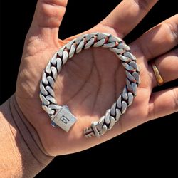 Handmade 925 Sterling Silver Cuban Bracelet • Matte Black Oxide • 8.1” 